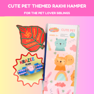 cute pet coloring book, colors, brush, peppa pig light rakhi; DIY rakhi kit