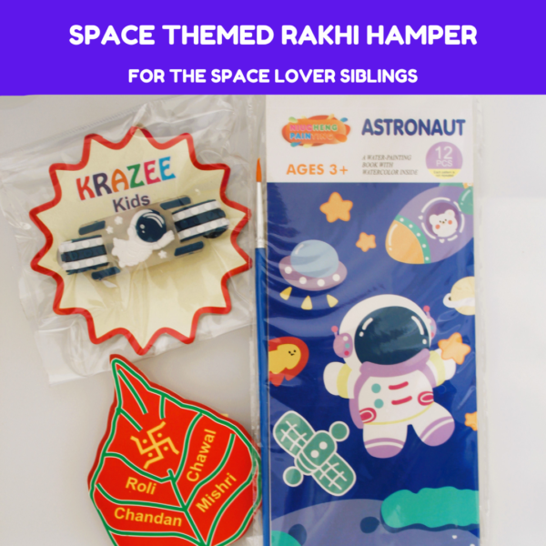 best rakhi hamper for kids; space theme gift; coloring activity;