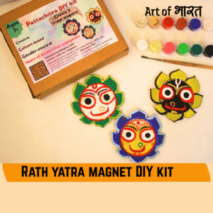 Pattachitra DIY kit- create 3 fridge magnets of Jagannathji, Subhadra and Balram
