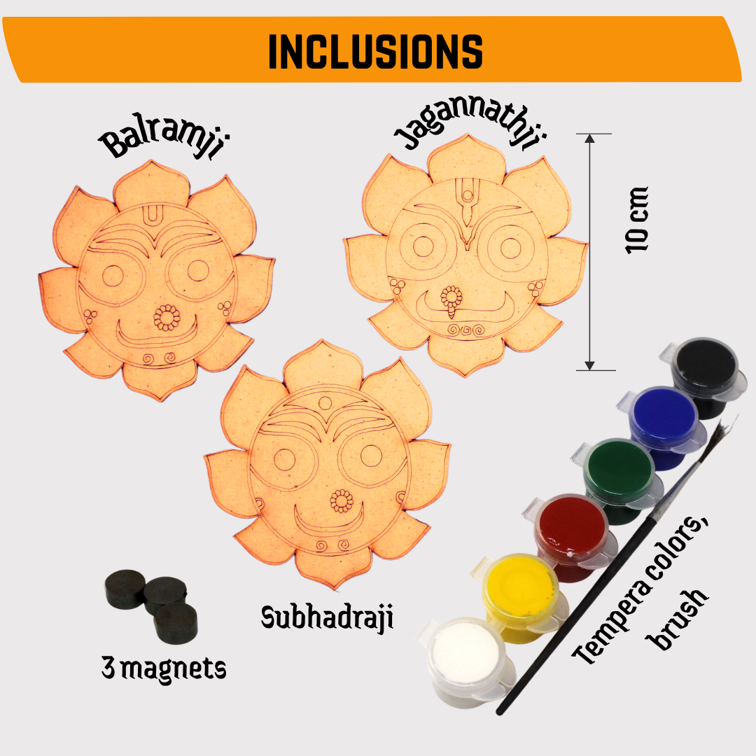 Jagannath, subhadra, and balram DIY kit