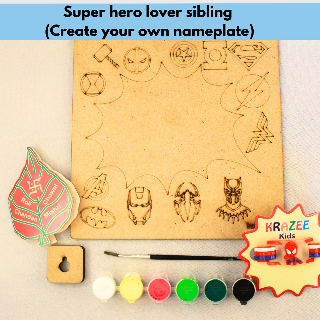 Superhero themed rakhi hamper for kids