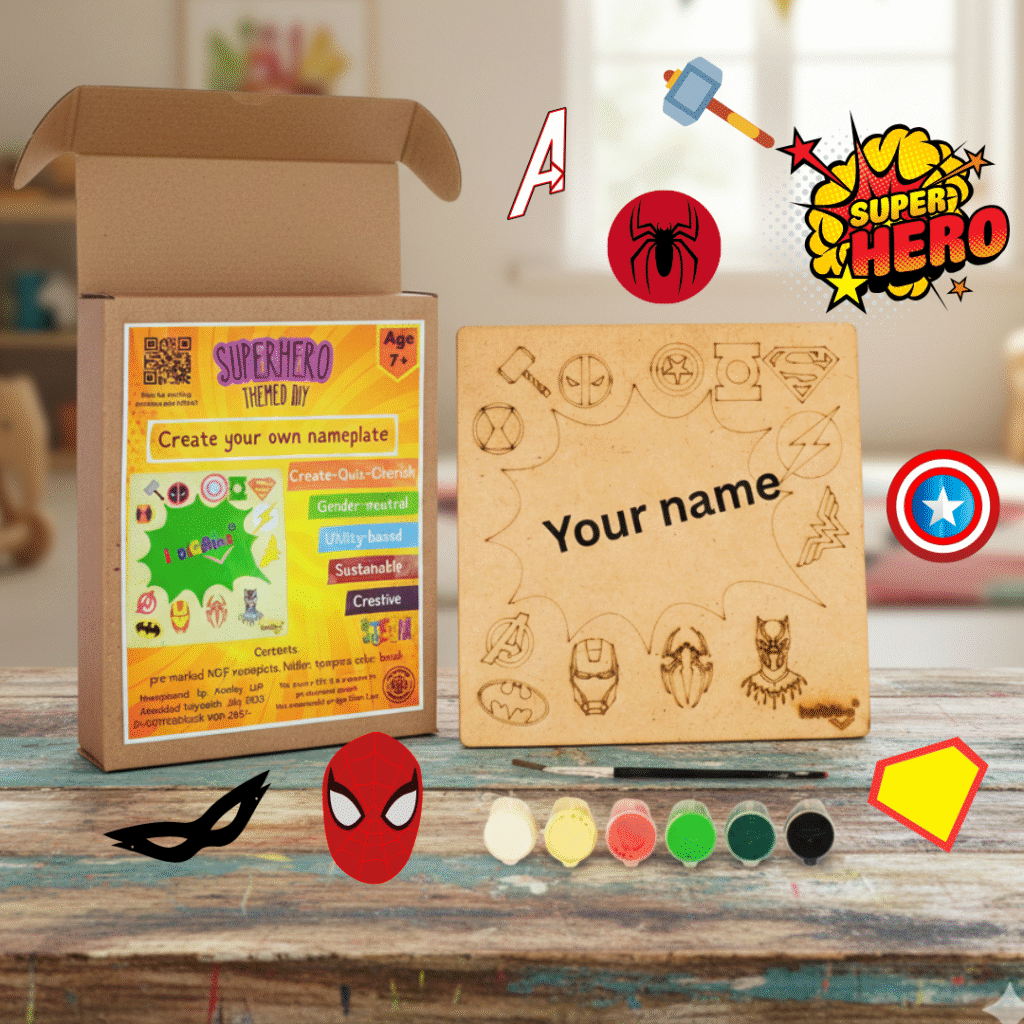 superhero themed DIY nameplate