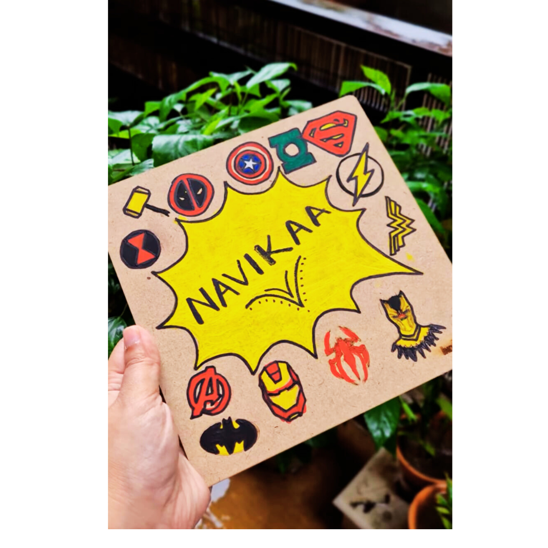 Superhero themed nameplate DIY