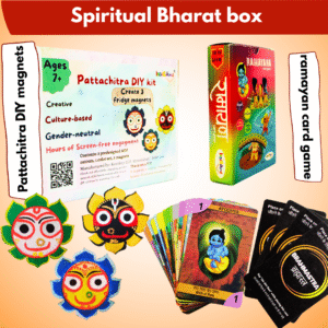 Spiritual bharat box- combo of Ramayan card game and DIY pattachitra magnet kit